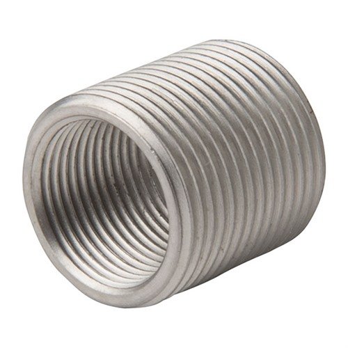 Shoulderless thread adapter 1/2-28 to 5/8-24 ensures tight fit, perfect alignment, and streamlined look for muzzle devices on your barrel.
