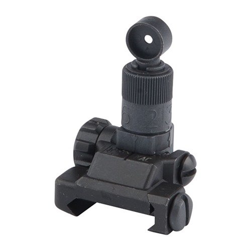KAC 600 Meter Micro Rear Sight offers precision, durability, and low profile design, enabling quick target engagement from 200 to 600 meters with adjustable settings.