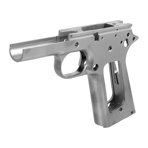 Modern 1911 CLASSIC RECEIVER SS frame offers original contours with advanced metallurgy, perfect for custom builds. Gunsmith fitting required.