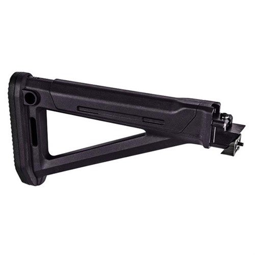 Magpul MOE AK Stock offers optimized fit for stamped-receiver rifles, internal storage, QD sling swivel placement, and a shock-absorbing rubber butt-pad.