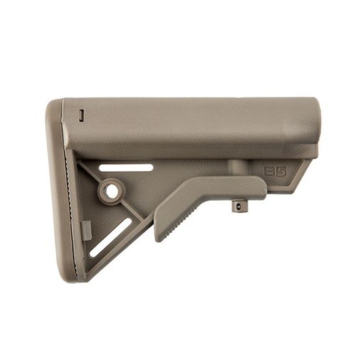 B5 Systems Bravo Collapsible Stock for AR-15 offers ergonomic cheek weld, non-slip buttpad, and quick-adjust QD mounts, ensuring comfort and reliability.