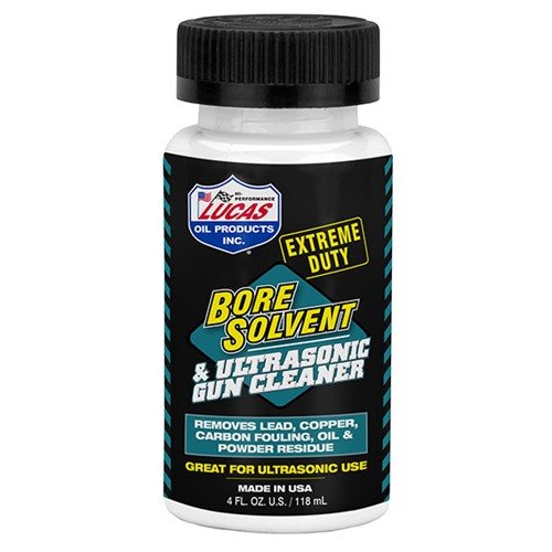 Lucas Extreme Duty Bore Solvent cleans deep, protects against rust, safe for polymers, low odor, ideal for ultrasonic cleaners with no mixing required.