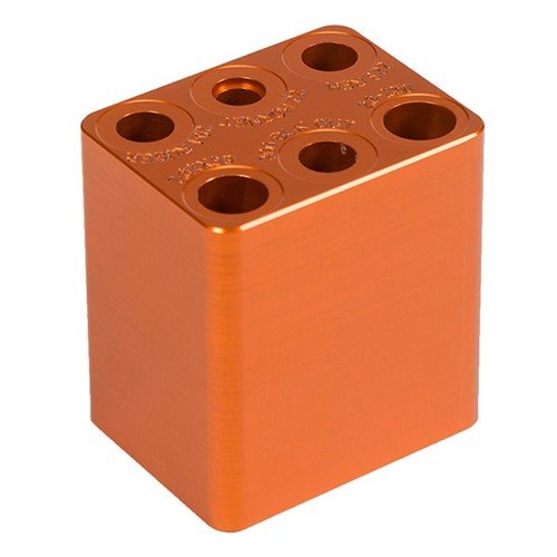 Lyman's Ammo Checkers ensure reliable ammo fit for your chamber, made from durable 6061 T6 aluminum, with clear caliber markings and bright orange for easy visibility.