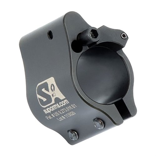 Superlative Arms AR-15 Clamp On Adjustable Gas Block features patented 'Bleed Off' design for cleaner operation, reduced recoil, and easy gas flow adjustment.