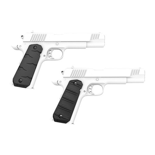 RG11 Rubber Grips are easy to install, customizable with various patterns and colors, and maintain the standard 1911 grip profile for enhanced comfort.