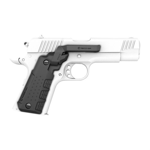 CG11 Clip & Grip for the compact 1911 features an integrated stowable clip, ensuring holster compatibility and ergonomic feel while allowing versatile carry options.