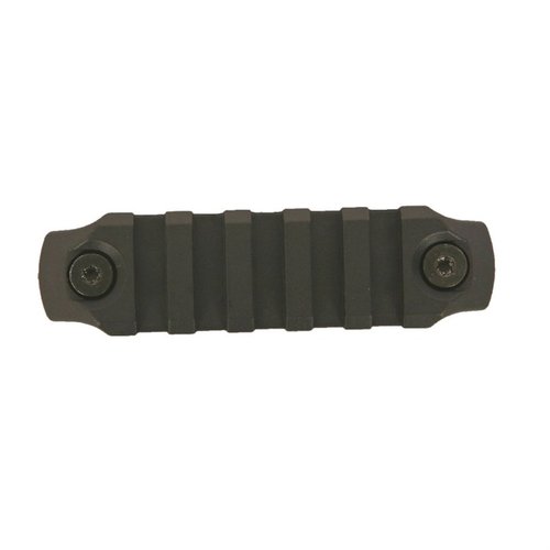 KEYMOD Picatinny rail sections in black, made of lightweight polymer, snag resistant, self-contained assembly, fits all KeyMod surfaces, available in multiple lengths.