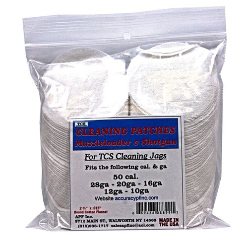 TCS Cleaning Patches, made of 100% cotton flannel, ensure optimal fit for various calibers, enhancing cleaning efficiency for your firearms.