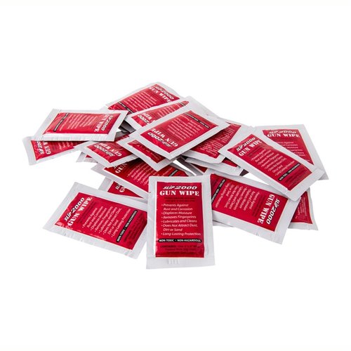 SLIP 2000 Gun Wipes provide long-lasting protection, prevent rust, displace moisture, and clean fingerprints without attracting dust, safe for all firearm surfaces.