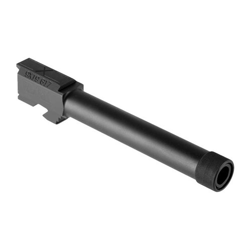 Upgrade your Glock® 17 with Faxon's threaded barrel for superior accuracy, a ½"-28 threaded muzzle, and a durable Nitride finish for enhanced performance.