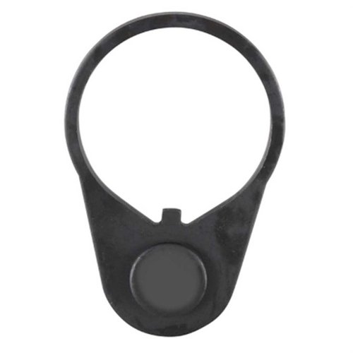 Luth-AR Carbine Latch Plate is a durable black steel component designed for MBA-3/MBA-4 Carbine Buffer Kits, ensuring reliable performance and easy installation.