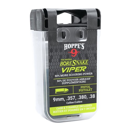Pistol Viper Bore Snake offers a quick, all-in-one cleaning solution with 50% more scrubbing surface, built-in brushes, and a protective bore guide.