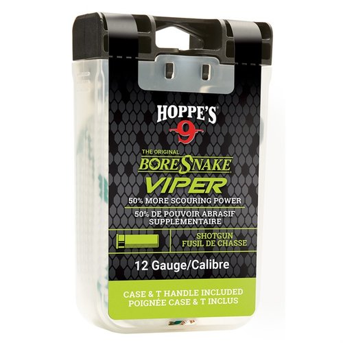 SHOTGUN VIPER BORESNAKE cleans, scrubs, and lubricates in one step with 50% more scrubbing surface, featuring a cone-shaped guide and reusable 'den' case.