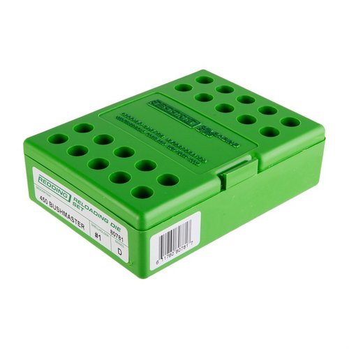 Redding 450 Bushmaster three die set ensures precise full length resizing, neck expansion, and bullet seating with built-in crimp, enhancing your reloading accuracy.
