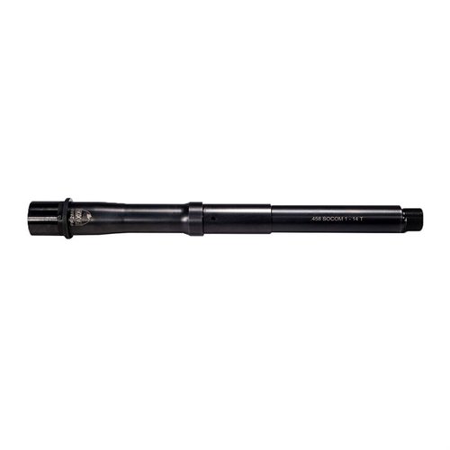 .458 SOCOM 10.5" barrel, made from durable 4150 CMV steel, button-rifled for accuracy, Nitride treated for corrosion resistance, with threaded muzzle.