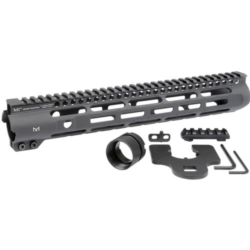 AR-15 SLIM LINE Handguards feature M-LOK on three sides, a MIL-STD 1913 Picatinny rail, and a patented heat-treated torque plate, ensuring durability and versatility.