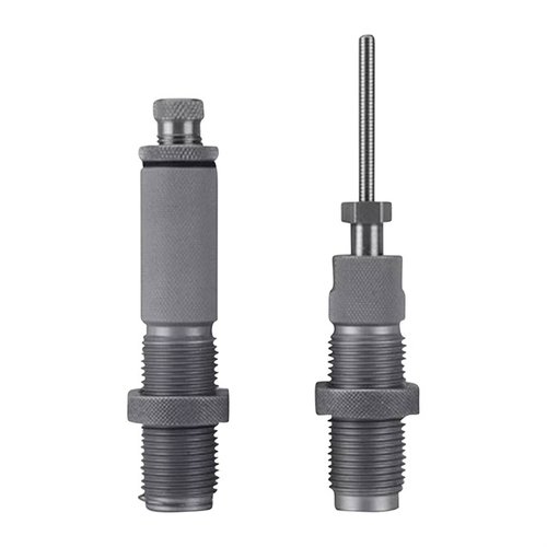 Hornady Custom Grade 2-Die set ensures precise reloading with easy adjustments, superior alignment, and durability, including full length sizing and bullet seating dies.