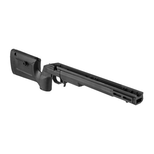 Upgrade your Howa 1500 with the Kinetic Research Group Bravo Chassis, featuring a rigid aluminum backbone, adjustable cheek riser, and M-LOK compatibility.