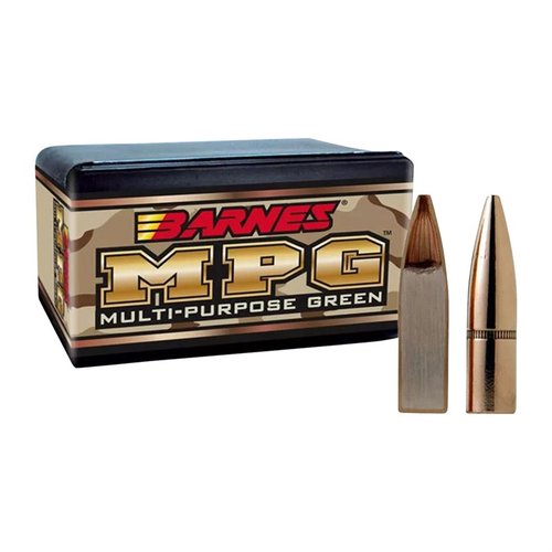 Barnes MPG 22 Caliber bullets offer lead-free, frangible technology for reliable performance, explosive fragmentation, and exceptional accuracy in various shooting applications.