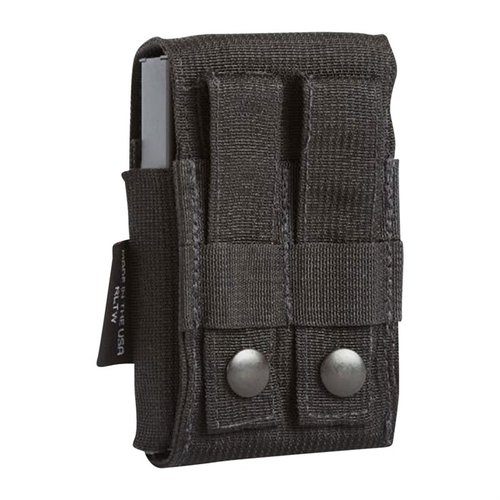 Armageddon Gear's Adjustable AICS/AW Mag Pouch fits PALS webbing or 2" belts, securely holds various magazine sizes, and features a durable, adjustable design.