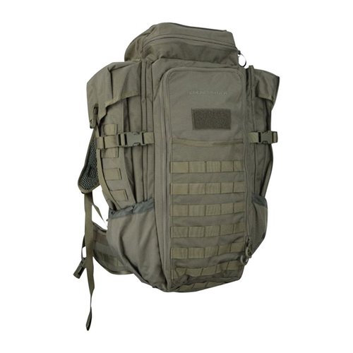 Eberlestock Halftrack Pack offers 2,150 cubic-inches of storage, 6 liters of water capacity, and MOLLE webbing for versatile gear organization and comfort.
