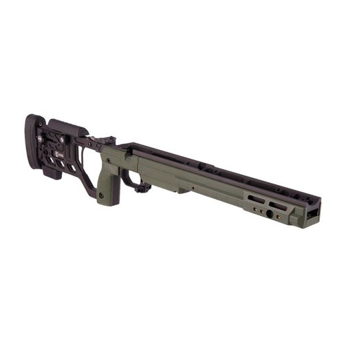 KRG Whiskey-3 Chassis offers tool-less adjustments, modular grip panels, and compatibility with AICS magazines for a perfect, customizable fit.