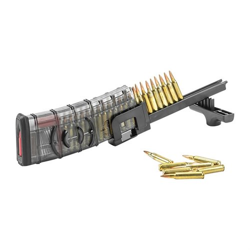 C.A.M. Universal Loader simplifies loading for AR-15, AK-74, and more, reducing thumb strain with durable design for various calibers like 5.56 NATO and .308 Win.