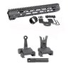 AR-15 Slim Line Handguard offers M-LOK points and a Picatinny rail, paired with Flip-Up Combat Sights for enhanced accuracy and versatility.