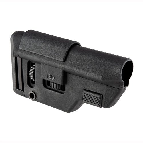 B5 Systems Precision Stock offers toolless adjustments for length of pull and cheek height, compatibility with Law Tactical adapter, and M-LOK sections for attachments.