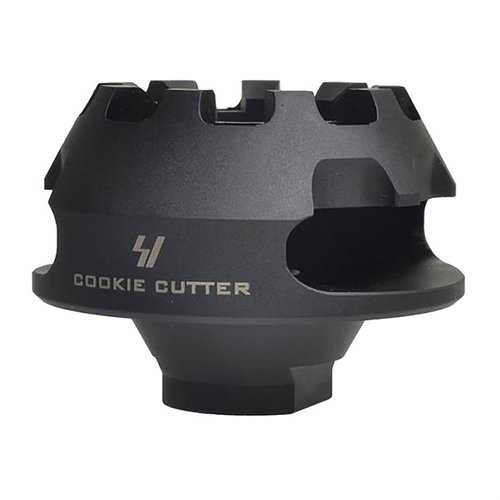 AR COOKIE CUTTER COMP significantly reduces recoil and muzzle rise for SBRs and AR-Pistols, with a large surface area and dual function as a glass breaker.