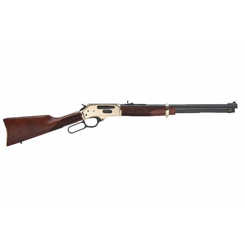 Henry's Sidegate 30-30 combines a brass receiver with a 20" barrel, offering dual loading options and classic walnut furniture for a timeless shooting experience.