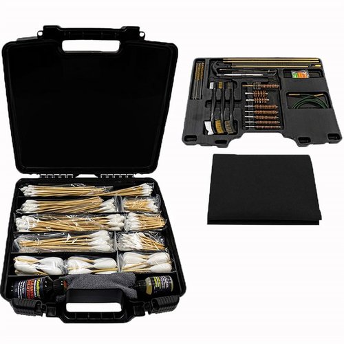 Professional Gun Cleaning Master Kit offers versatile cleaning for .22 to .75 calibers, non-toxic solutions, and a premium case for organized storage.