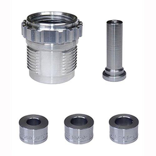 Lee APP Bulge Buster Kit restores rimless cases with low base bulges, ensuring reliable function. Compatible with various calibers, requires separate Carbide Factory Crimp Die.