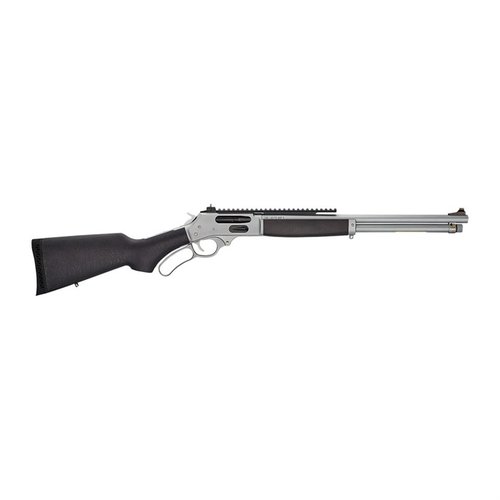 .45-70 Lever Action with a 4-round capacity, 18.43" chrome-plated barrel, adjustable sights, and durable hardwood stock for reliable performance in any weather.