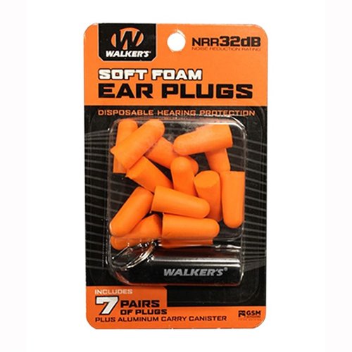 Walkers Foam Ear Plugs offer 25 dB noise reduction, a convenient neckband to keep them together, and replacement plugs for lasting hearing protection at the range.