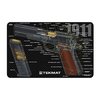Heavy duty, flexible PISTOL GUN MAT protects your firearm during cleaning, features a detailed parts diagram, and has a non-slip backing for stability.