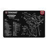 TEK MAT Pistol Gun Cleaning Mat offers heavy-duty protection with a soft polyester top, non-slip neoprene backing, and a detailed parts diagram for easy maintenance.