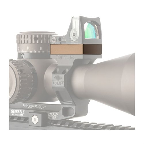 Reptilia ROF Riser elevates your Trijicon RMR/SRO by 2.5mm or 10mm, ensuring clearance for tall turrets and larger scopes with included mounting screws.