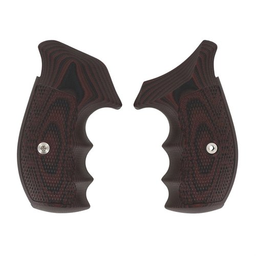 S&W N-Frame TAC Diamond Grips in Black Cherry offer aggressive G10 texture for superior grip, perfect for tactical use, carry, and tournament shooting.