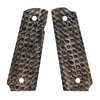 VZ Hydra 1911 grips offer a secure hold with deep texture, showcasing G-10 Burl patterns, perfect for target practice and competition on full-size 1911s.