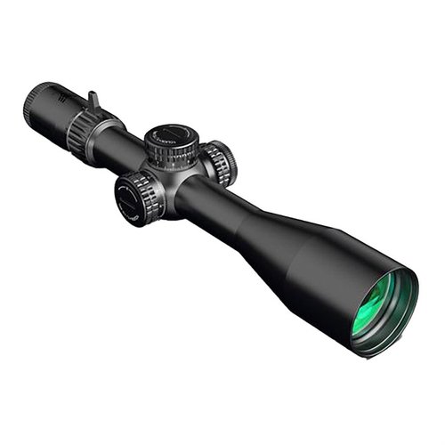 Warhawk 5-25x56mm FFP scope offers crystal clear glass, 34mm tube for better adjustments, locking turrets, and night vision compatible illumination for precision shooting.