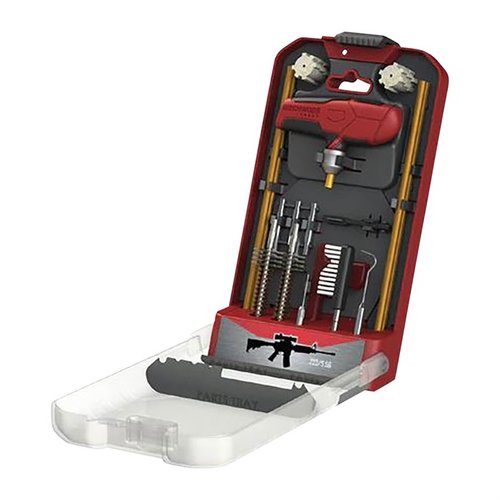 Kompletní 18-dílná AR-15 Cleaning Kit s uzamykatelnou rukojetí a inovativním pouzdrem pro ochranu nástrojů, ideální pro efektivní údržbu vaší zbraně.