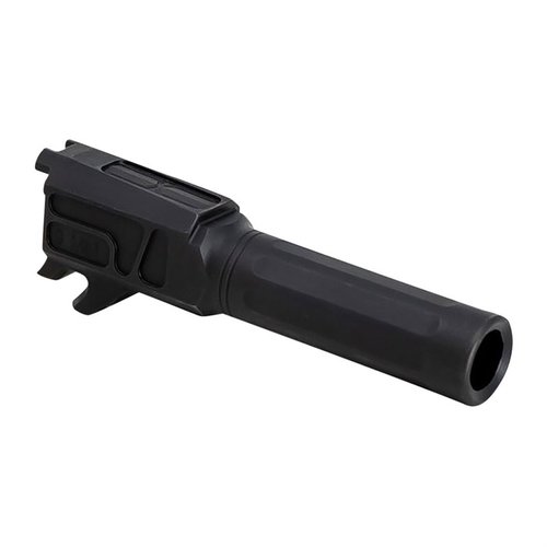 Faxon’s Match 9mm barrels for SIG® P365 offer superior accuracy, enhanced durability with Nitride finish, and a drop-in design for easy installation.