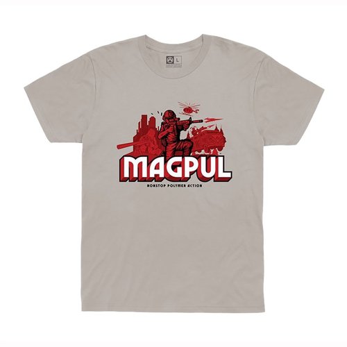 Objevte pohodlné NONSTOP POLYMER ACTION COTTON T-SHIRT od MAGPUL, vyrobené z 100% bavlny s odolným šitím a bez štítku pro maximální komfort.