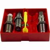 Lee Steel 3-Die Pistol Set for .30 Luger includes Full Length Sizing, Bullet Seating, and Powder Through Expanding Dies, plus essential accessories for reloading.
