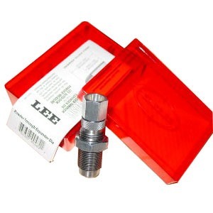 Lee Powder Thru Expanding Die efficiently charges and expands the case mouth, compatible with powder funnel adapter and Auto Disk measures for seamless reloading.