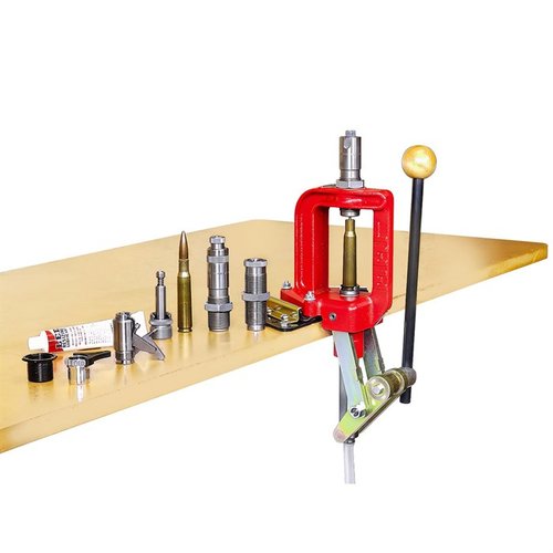 Lee Classic Cast .50 BMG Press Kit offers versatility with dual thread compatibility, includes a 2-die set, Shell Holder, Ram Prime, and Case Lube for efficient reloading.