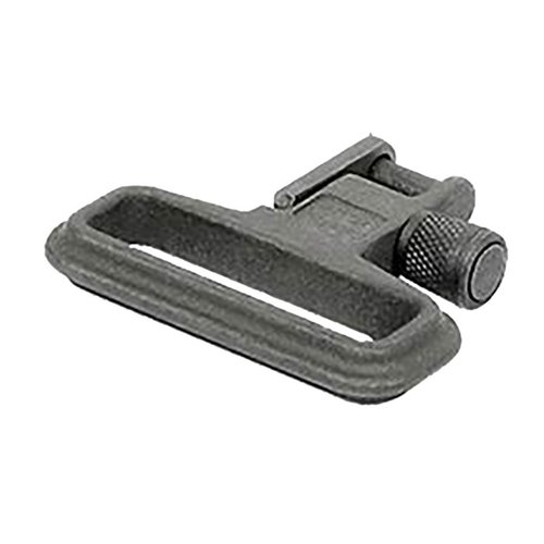 Midwest Industries AR-15 Heavy Duty Sling Swivel offers all-steel construction, fits 1-1/4" slings, and features a locking knurled thumb sleeve for secure use.