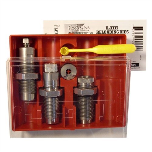 The LEE PRECISION PACESETTER 3-Die Set for 7.62x54R includes essential dies for sizing, seating, and crimping, plus a universal shell holder and load data.