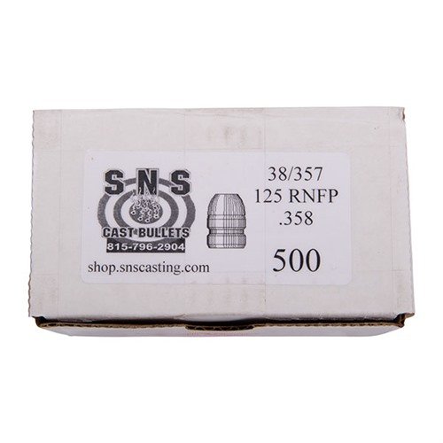 SNS CAST .38 Caliber Round Nose Flat Point Bullets offer exceptional accuracy and consistency with a 92% lead alloy, ideal for both pistol and rifle calibers.
